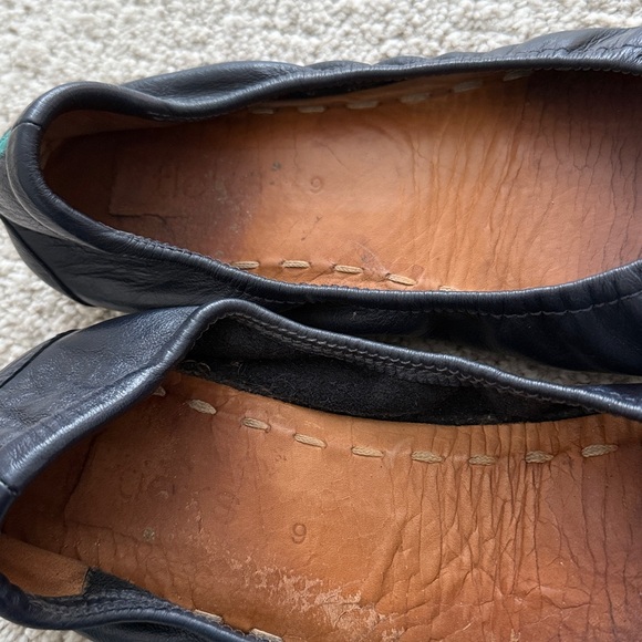 Navy Leather Tieks Ballet Flats Size 9 - Picture 4 of 4